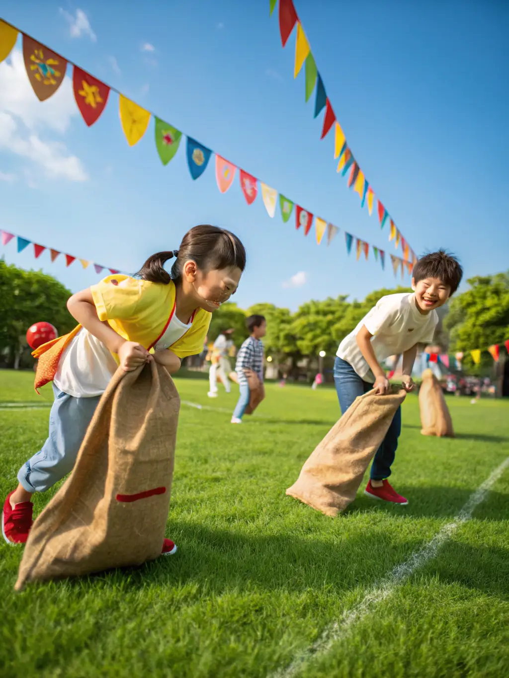 A group of children participating in an outdoor art workshop at ZHI YUAN, painting landscapes with natural pigments, showcasing the artistic practices program.
